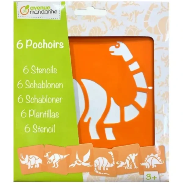 Avenue Mandarine Stencils Set 6pk Dinosaurs - Little Painter Art | Exploring the Endless Possibilities of Art Discount