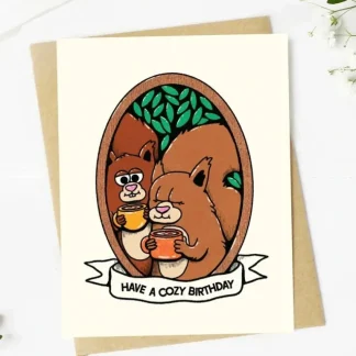 Big Moods Greeting Card - Cozy Birthday Squirrels - Little Painter Art | Exploring the Endless Possibilities of Art Best