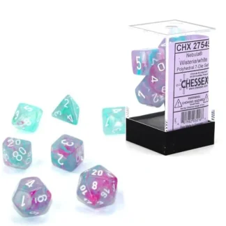 Chessex Nebula 7pc Polyhedral Dice Set - Glow Wisteria & White Luminary - Little Painter Art | Exploring the Endless Possibilities of Art Discount