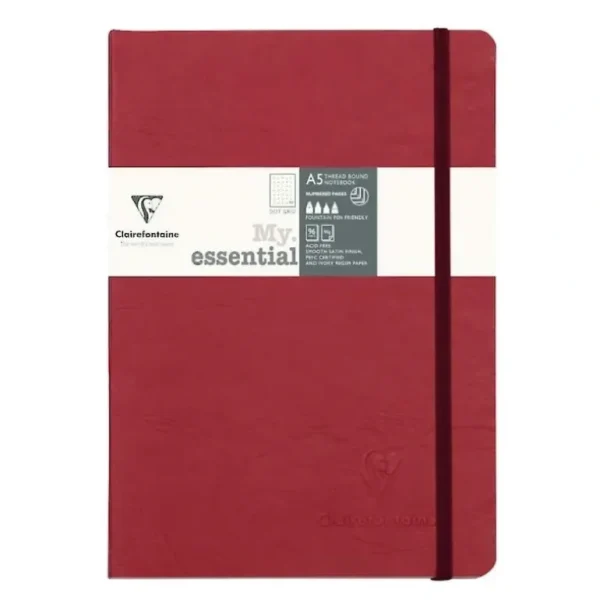 Clairefontaine Essential A5 Stitched Notebook, Dotgrid, Red - Little Painter Art | Exploring the Endless Possibilities of Art Clearance