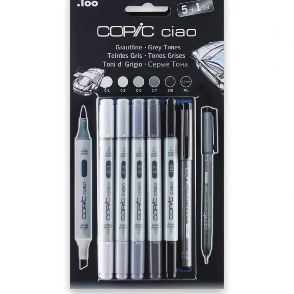 COPIC Ciao Marker 5+1 Grey Tones Set (COOL) - Little Painter Art | Exploring the Endless Possibilities of Art Hot