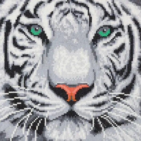 Craft Buddy DIY Crystal Art Medium Framed Kit - White Tiger - Little Painter Art | Exploring the Endless Possibilities of Art Outlet