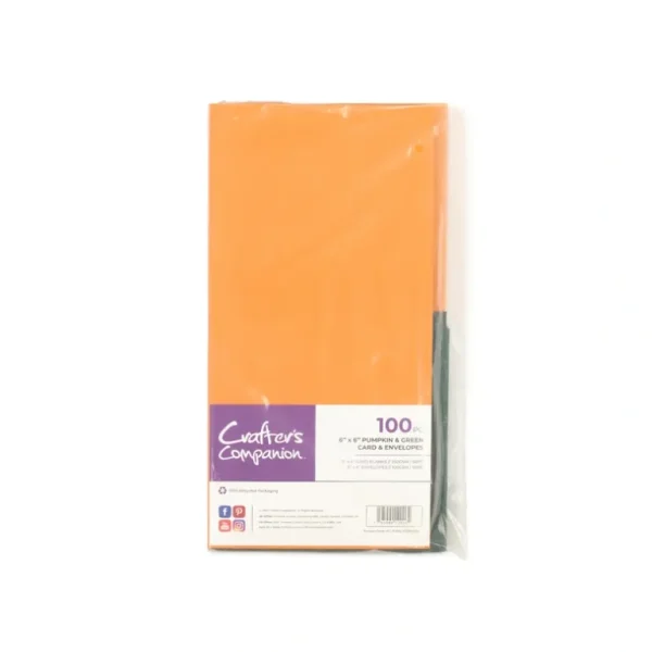 Crafter's Companion - 6"x6" Pumpkin & Green Card & Envelopes 100pc - Little Painter Art | Exploring the Endless Possibilities of Art Online