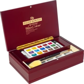 Daler-Rowney Artists' Watercolour Half Pans - Deluxe Wooden Box Set - Little Painter Art | Exploring the Endless Possibilities of Art Shop
