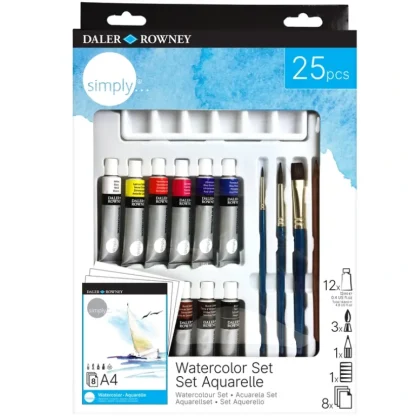 Daler-Rowney Simply Watercolour Set - 25 Pieces - Little Painter Art | Exploring the Endless Possibilities of Art Cheap