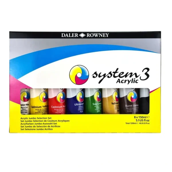 Daler-Rowney System3 Original Jumbo Selection - Set 8 x 150ml Tubes - Little Painter Art | Exploring the Endless Possibilities of Art Best