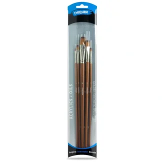 Derivan Professional Long Handle Golden Fine Synthetic Brush Set of 5 - Little Painter Art | Exploring the Endless Possibilities of Art Cheap