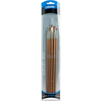 Derivan Professional Long Handle Golden Fine Synthetic Brush Set(B) of 6 - Little Painter Art | Exploring the Endless Possibilities of Art New