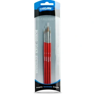 Derivan Professional Pure Natural Sable Round Pointed Watercolour Brush Set of 4 - Little Painter Art | Exploring the Endless Possibilities of Art Store
