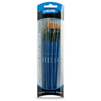 Derivan Professional Short Handle Golden Fine Synthetic Brush Set(A) of 6 - Little Painter Art | Exploring the Endless Possibilities of Art Shop