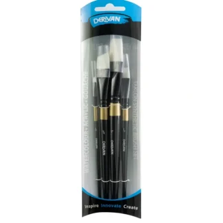 Derivan Professional Short Handle Synthetic Taklon Brush Set of 4 - Little Painter Art | Exploring the Endless Possibilities of Art Outlet