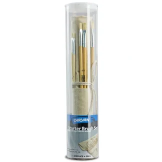 Derivan Student Hog Bristle Brush Set of 18 with Roll-up Fabric Wallet - Little Painter Art | Exploring the Endless Possibilities of Art Store