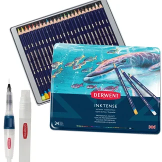 Derwent Inktense Pencils - Set of 24 + FREE Waterbrush and Spritzer - Little Painter Art | Exploring the Endless Possibilities of Art Best