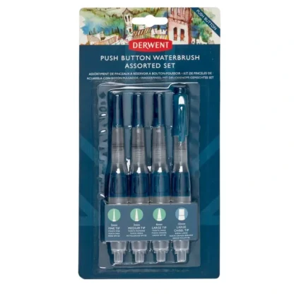 Derwent Push Button Waterbrush Assorted - Set of 4 - Little Painter Art | Exploring the Endless Possibilities of Art Clearance