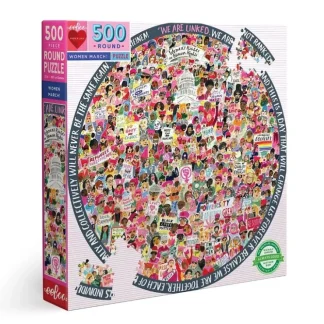 eeBoo 500pc Round Puzzle - Women March! - Little Painter Art | Exploring the Endless Possibilities of Art^ Online