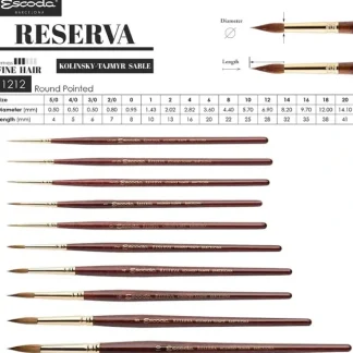 Escoda 1212 Reserva Kolinsky-Tajmyr Sable Pointed Round Brushes - Little Painter Art | Exploring the Endless Possibilities of Art | 0SHORTHANDLE | | 00SHORTHANDLE | | 000SHORTHANDLE |