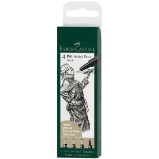 Faber-Castell Fine Pitt Brush Pens - Black Set 1 - Set of 4 - Little Painter Art | Exploring the Endless Possibilities of Art^ Cheap