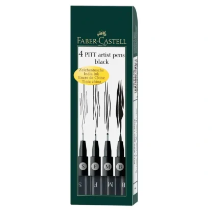 Faber-Castell Pitt Artist Pen Set 4pk Assorted Black - Little Painter Art | Exploring the Endless Possibilities of Art^ Best
