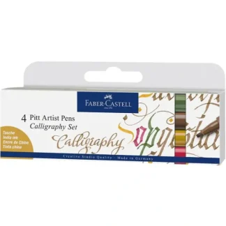 Faber-Castell Pitt Artist Pen Set 4pk Calligraphy Colours - Little Painter Art | Exploring the Endless Possibilities of Art^ Fashion